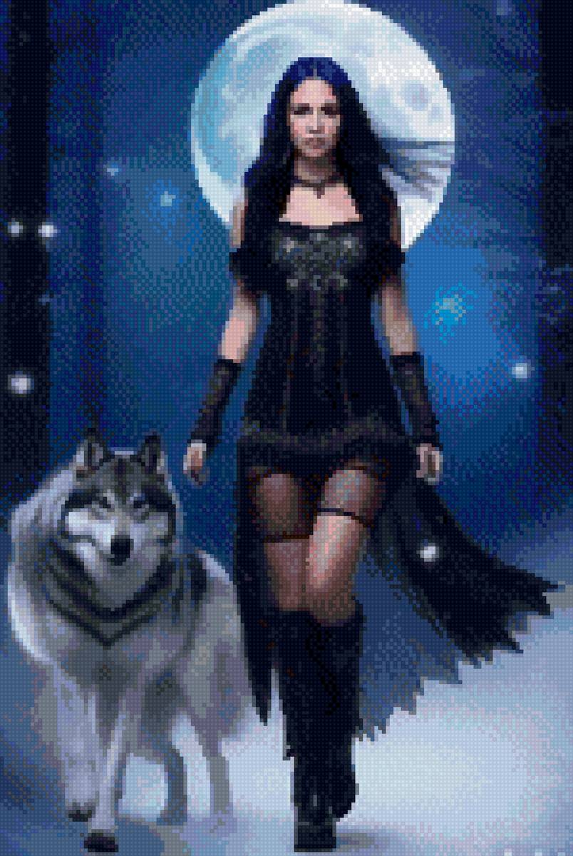 Девушка с волком - девушка - предпросмотр