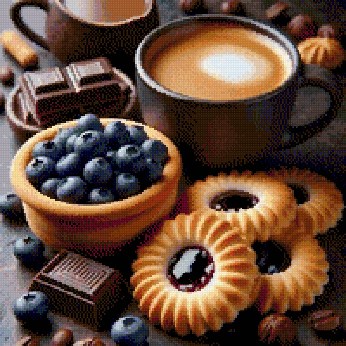 Завтрак - кофе, печенье, завтрак, ягоды - предпросмотр