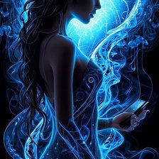 Схема вышивки «Девушка с мобильным»