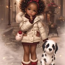 Схема вышивки «Niña pasea perro»