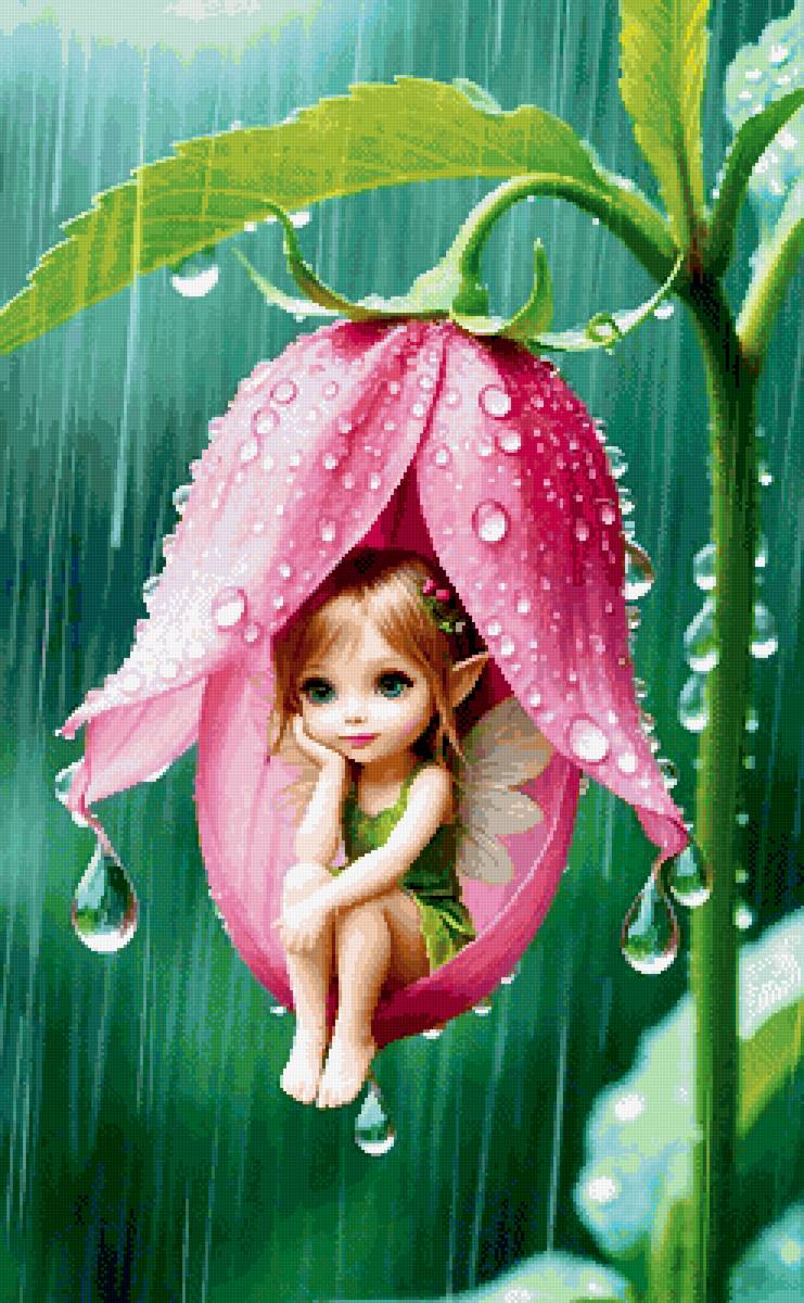 Дюймовочка - весна, девочка, фея, цветы - предпросмотр