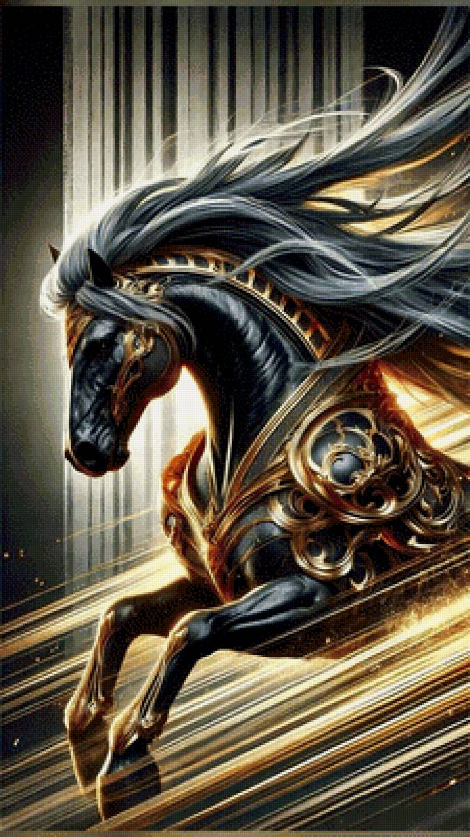 Чёрный конь - конь - предпросмотр