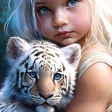 Схема вышивки «Девочка с тигрёнком»