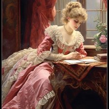 Схема вышивки «Девушка в розовом 100-90»