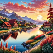 Схема вышивки «Дома»