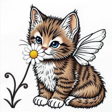 Схема вышивки «Котенок с крыльями без блендов»