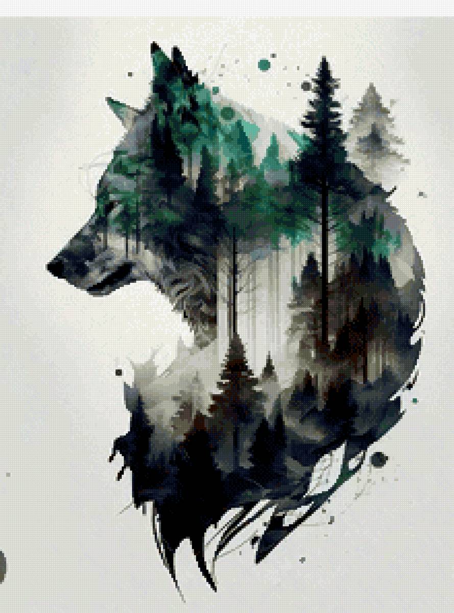 Зов леса - волк, профиль, лес - предпросмотр