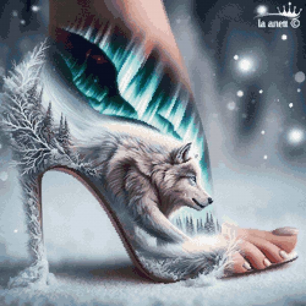 Зов волчицы - нога, северное сияние, волк, зима - предпросмотр