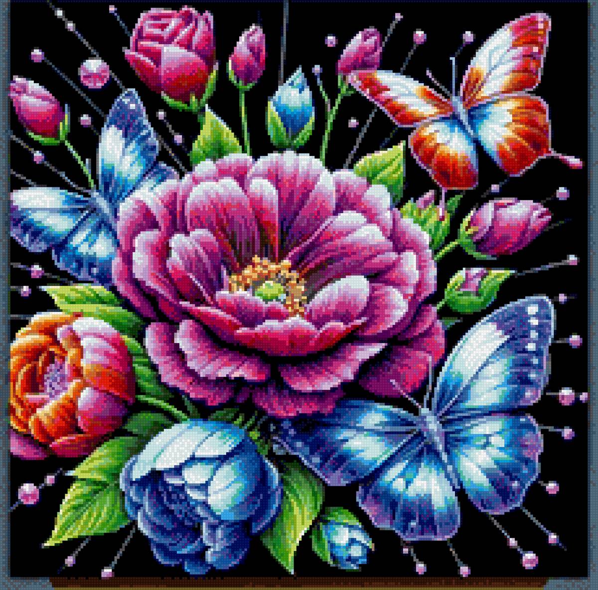 Цветы - бабочки - предпросмотр