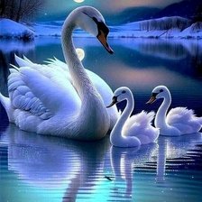 Схема вышивки «Лебедь с птенцами»