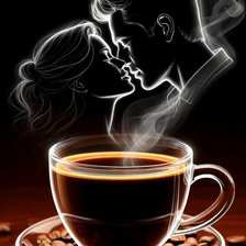 Схема вышивки «Влюблённые в  кофе»