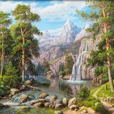 Схема вышивки «Горный водопад»