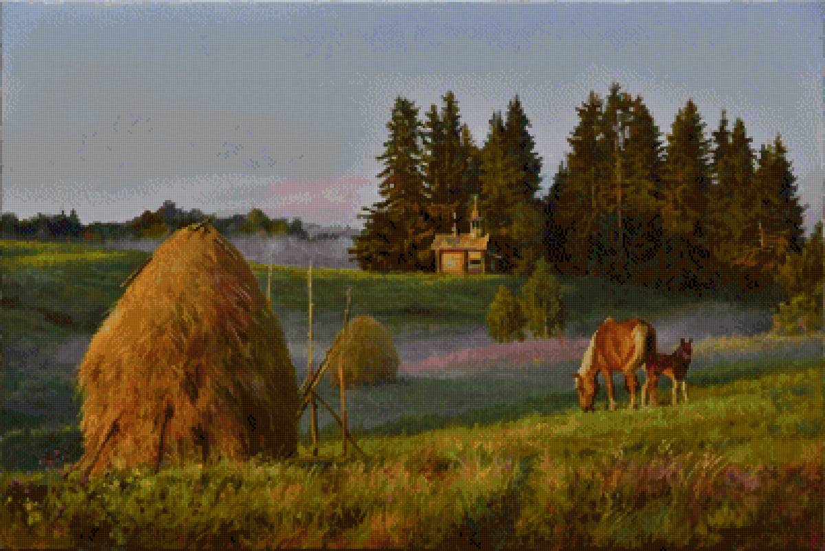 Утро Бжезовский В.В. - утро, деревня., лето - предпросмотр