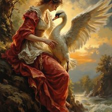 Схема вышивки «Девушка с лебедем»