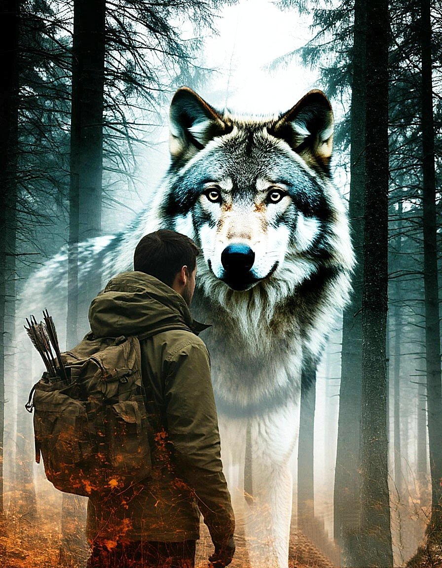 Страж леса - волк, лес, охотник - оригинал