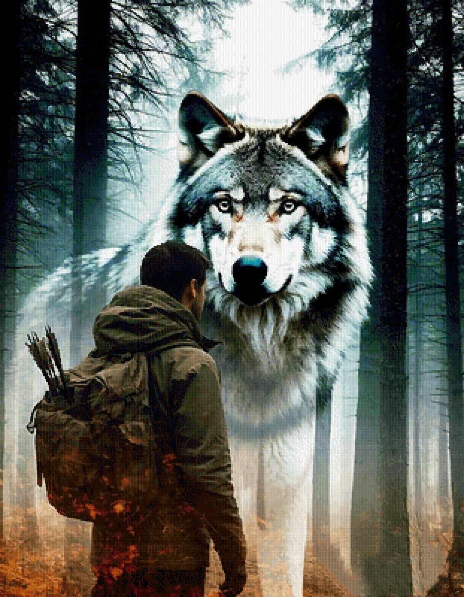 Страж леса - лес, волк, охотник - предпросмотр