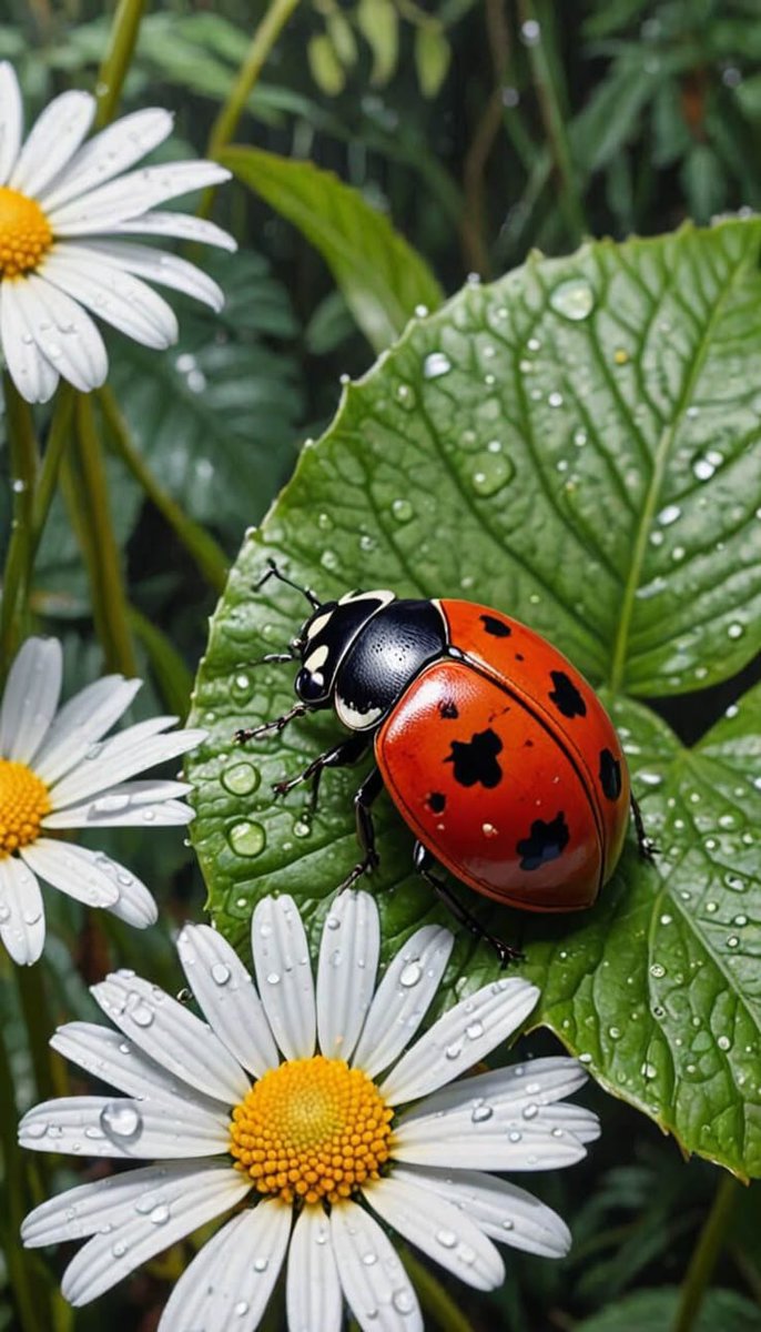 Lady bug - природа, насекомые, цветы - оригинал