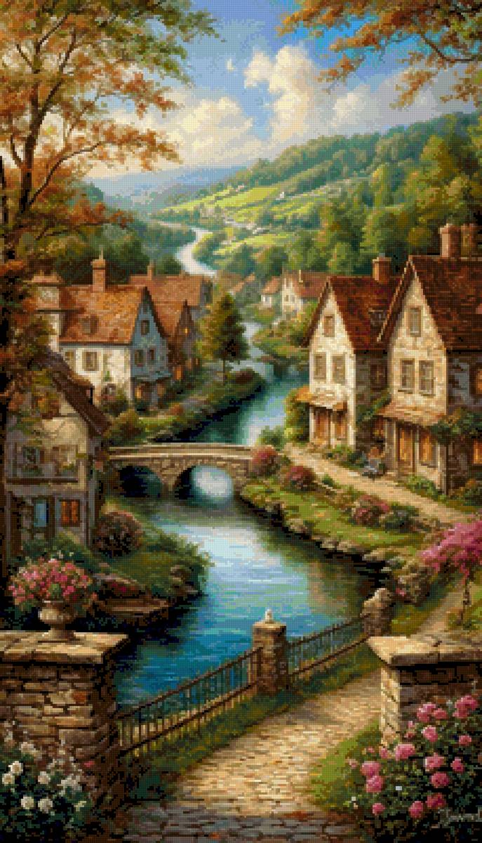 №2876671 - река, лес, домики - предпросмотр