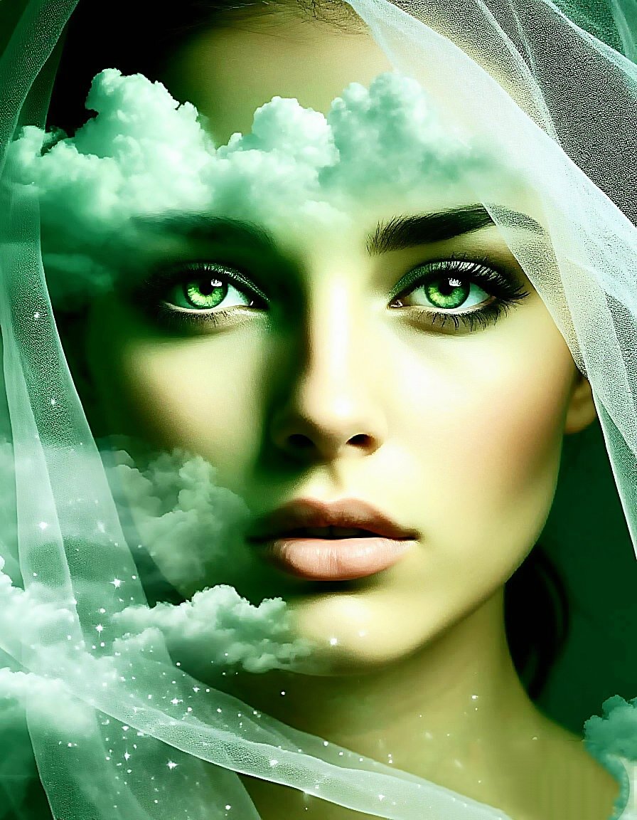 Над облаками - женщина, девушка - оригинал