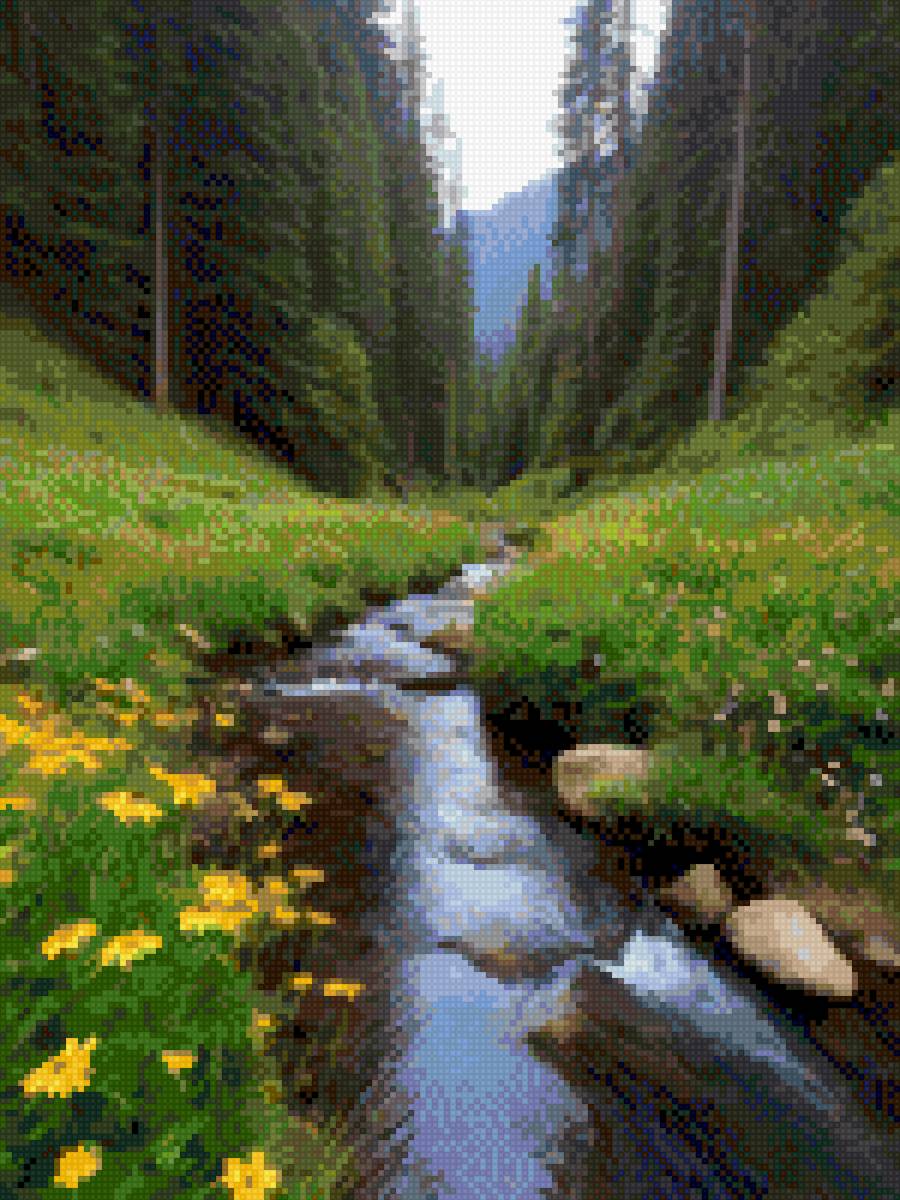 Лесной ручей - природа, река, цветы - предпросмотр