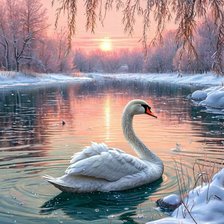 Схема вышивки «Лебедь»