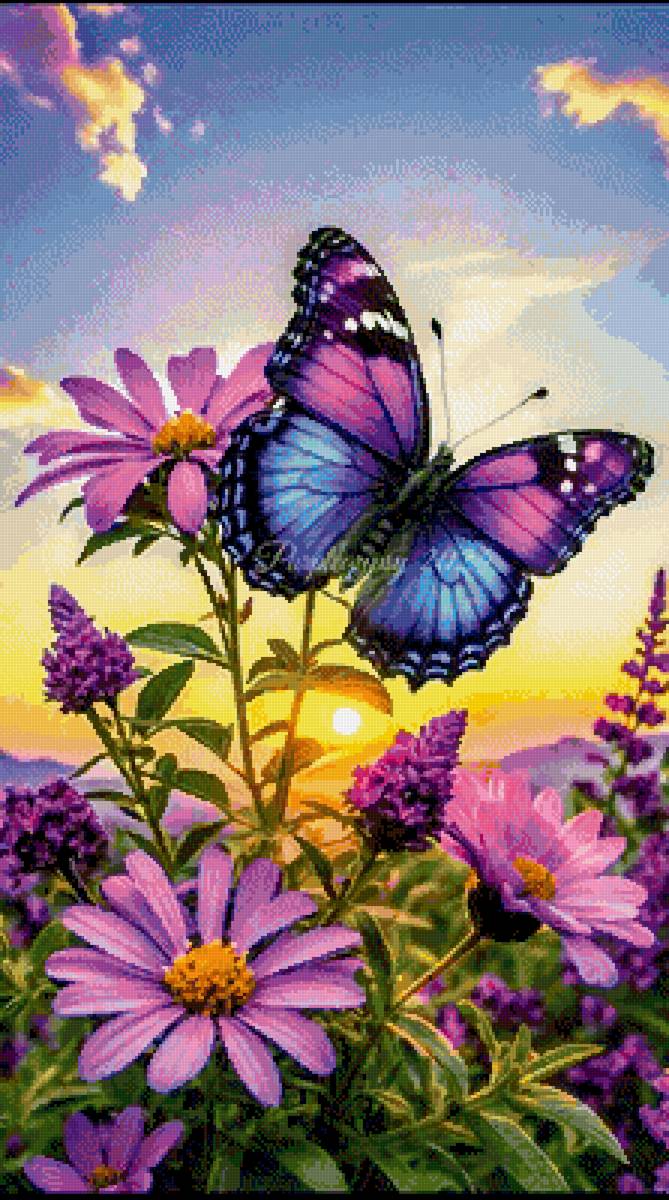 Цветы - бабочки - предпросмотр