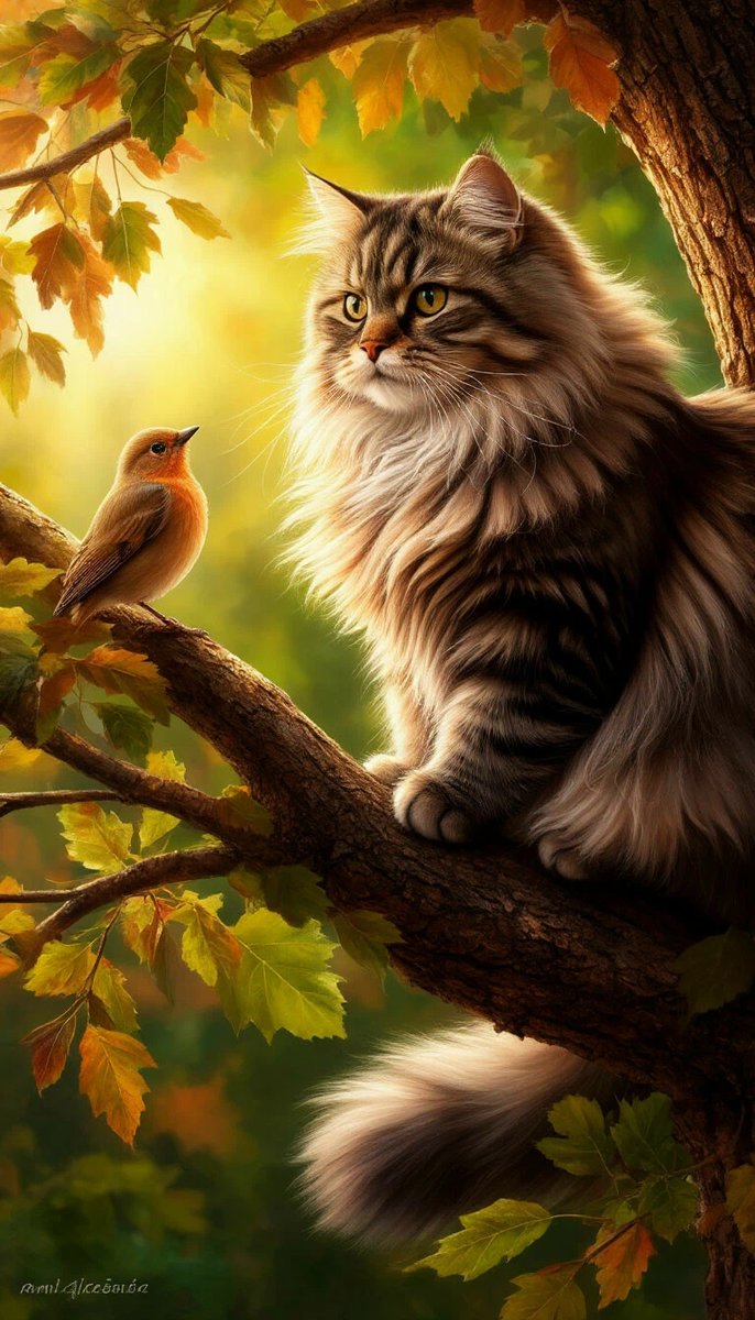 №2879256 - кот, птичка - оригинал