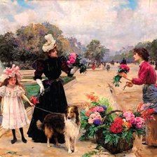 Схема вышивки «Comprando flores»