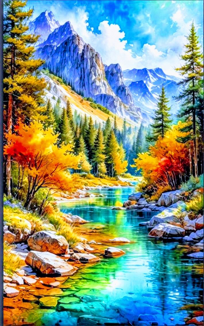 Горы - река - оригинал