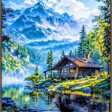 Схема вышивки «Горы»