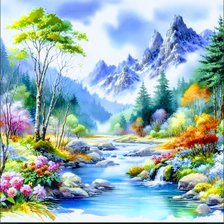 Схема вышивки «Горы»