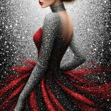 Схема вышивки «Девушка в красном»