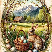 Схема вышивки «пасхальный зайчик»