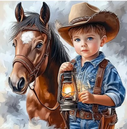 маленький ковбой - лошадь, мальчик - оригинал