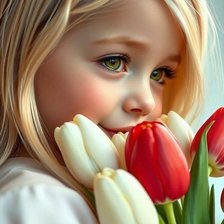 Схема вышивки «Девочка с тюльпанами»