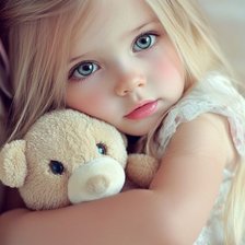 Схема вышивки «Девочка с медвежонком»