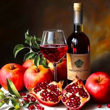 Схема вышивки «натюрморт с вином и фруктами»