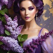 Схема вышивки «Дама и сирень»