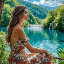 Схема вышивки «Девушка у озера»