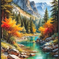 Схема вышивки «Горы»