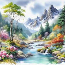 Схема вышивки «Горы»