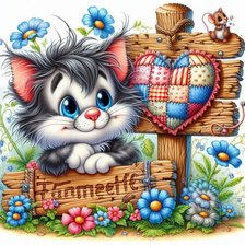 Схема вышивки «котик»