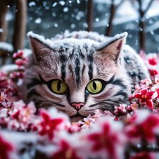 Схема вышивки «Кот чеширский в сакуре»