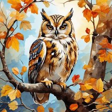 Схема вышивки «осенняя сова»