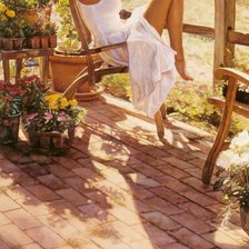 Схема вышивки «На терасе  девушка Исцеление»