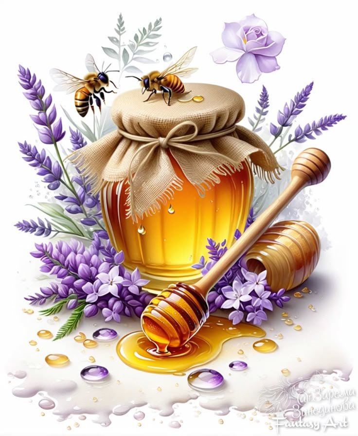 медовый Спас - мед, лаванда, пчелки - оригинал