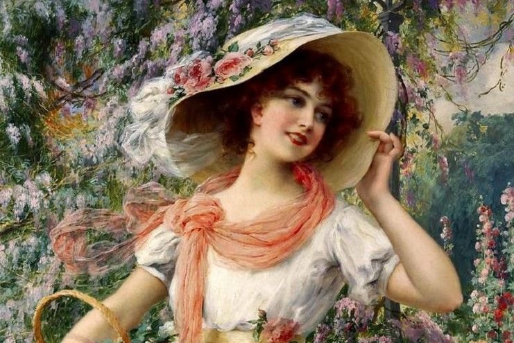 Портрет девушки в цветах - сад, девушка, живопись, цветы - оригинал
