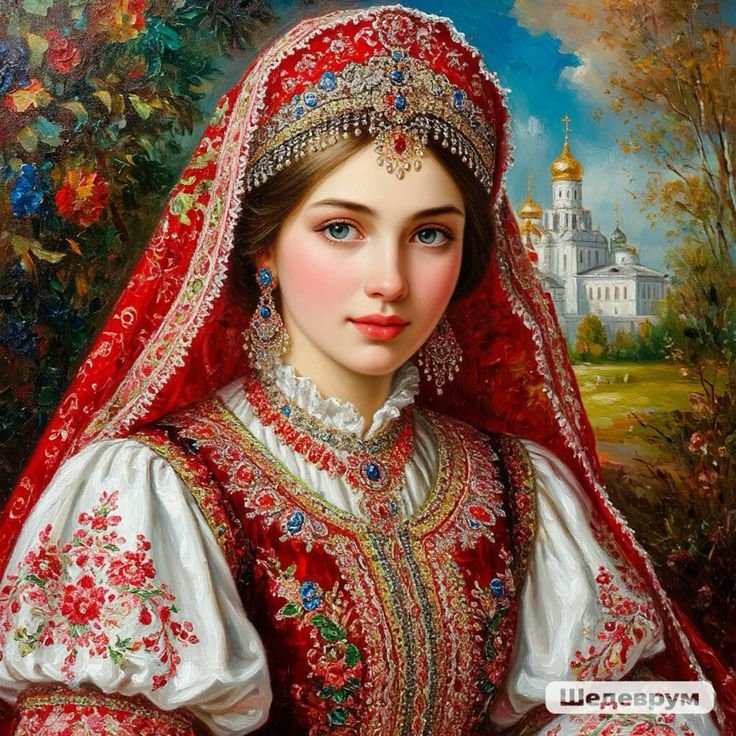 девушка - девушка, церковь, осенний пейзаж, деревья, цветы, лес, птицы - оригинал