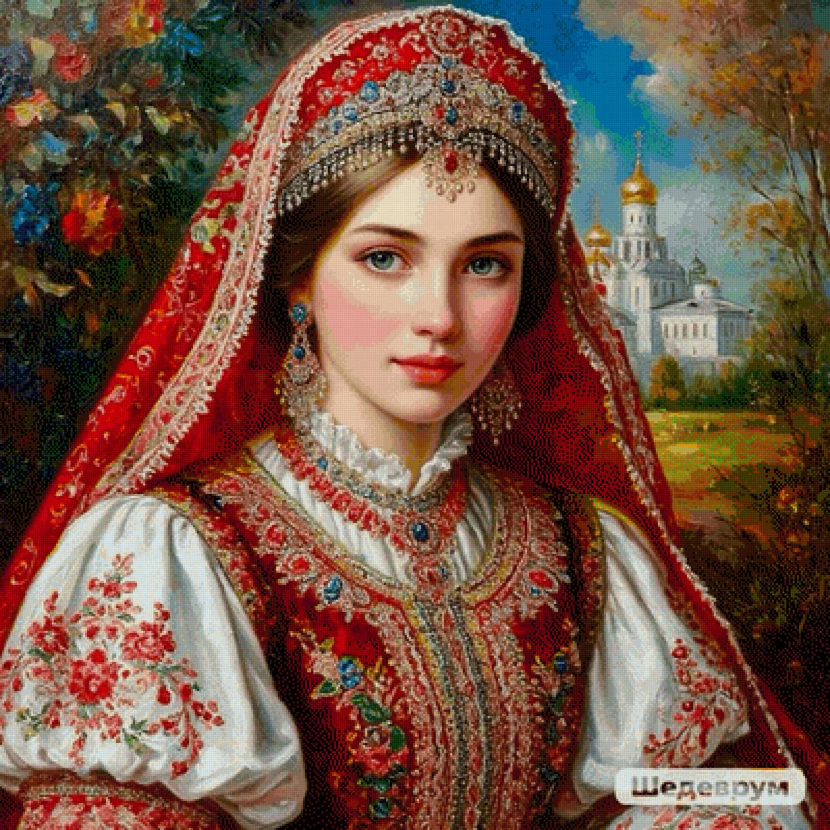 девушка - птицы, цветы, деревья, церковь, девушка, осенний пейзаж, лес - предпросмотр