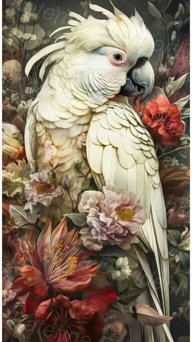 птичка - цветы, розы, попугай, птичка - оригинал